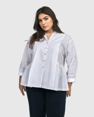 Women Alembika Addison Peplum Blouse, White