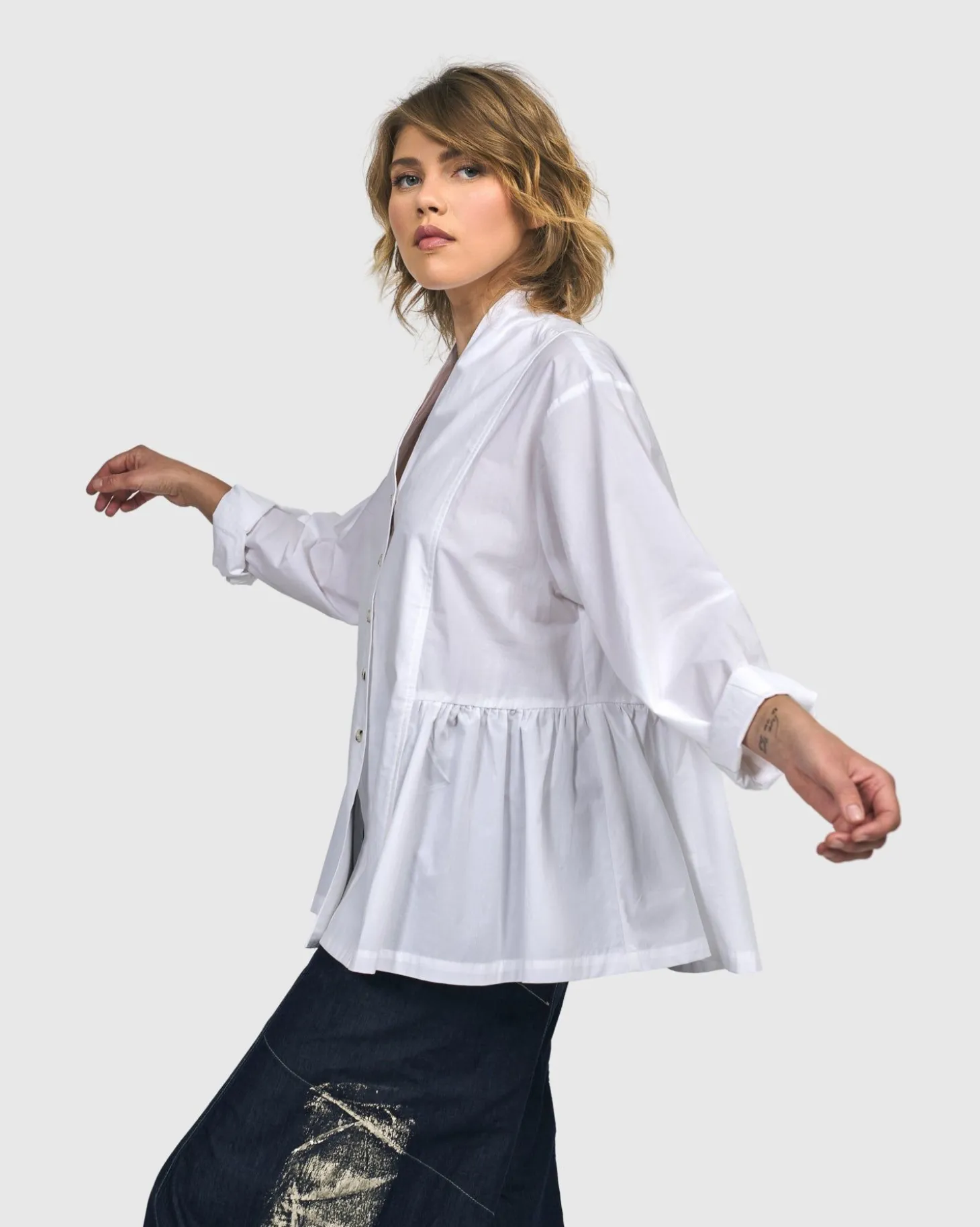 Women Alembika Addison Peplum Blouse, White
