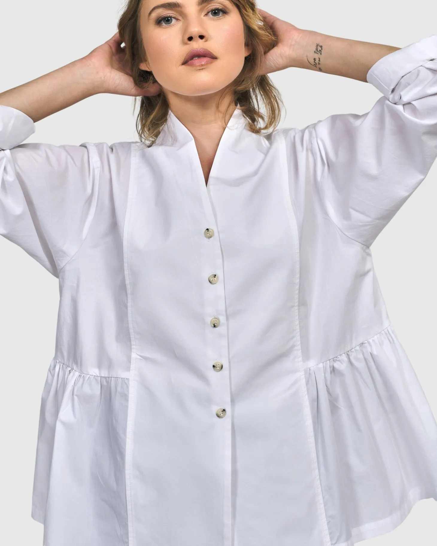 Women Alembika Addison Peplum Blouse, White