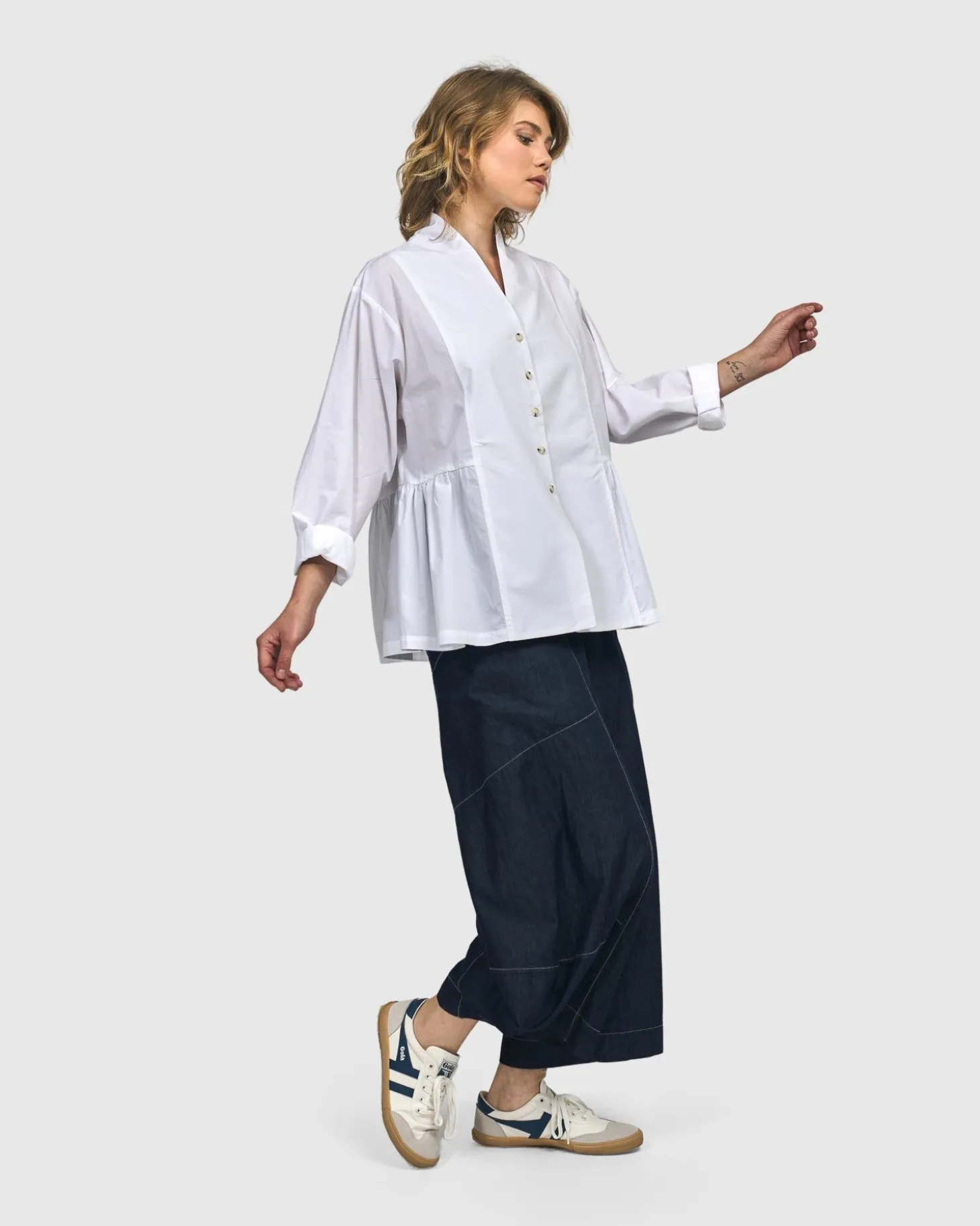 Women Alembika Addison Peplum Blouse, White