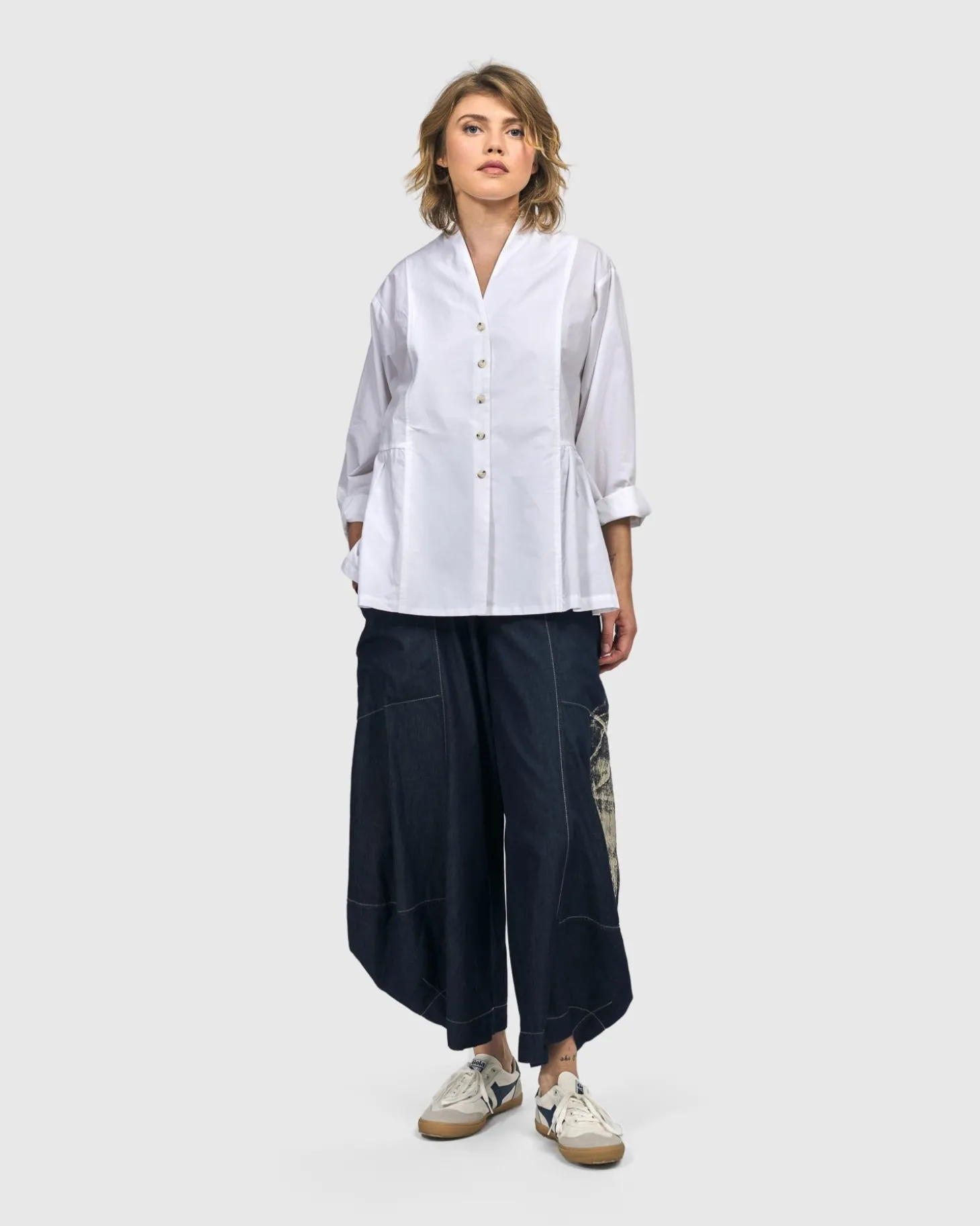 Women Alembika Addison Peplum Blouse, White