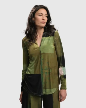 Women Alembika Al Fresco V Neck Pullover, Olive