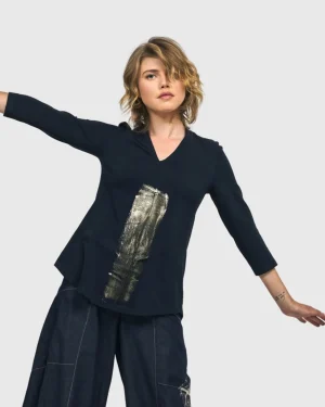 Women Alembika Alaska V-Neck Top, Navy