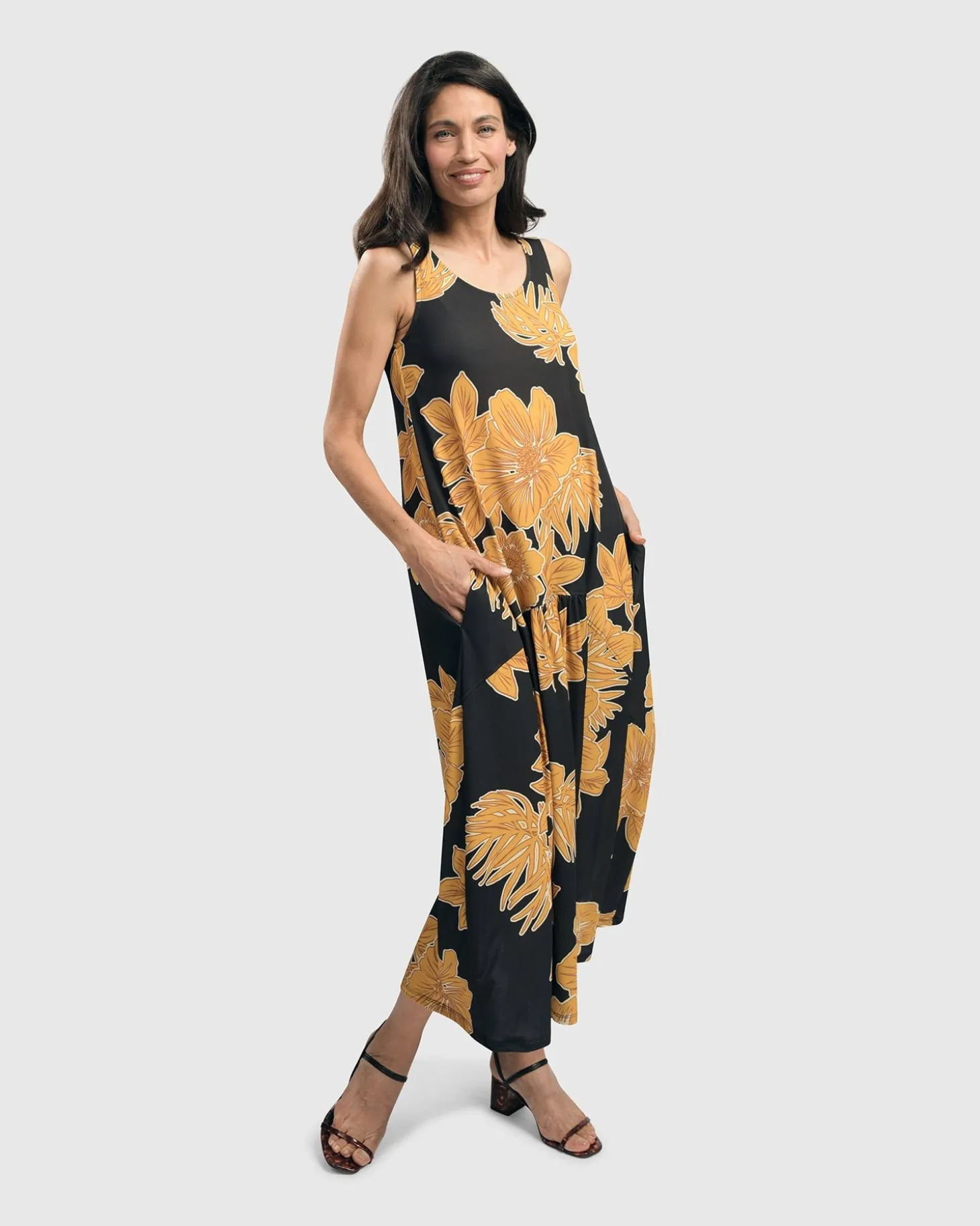 Women Alembika Aloha Sleeveless Maxi Dress, Gold