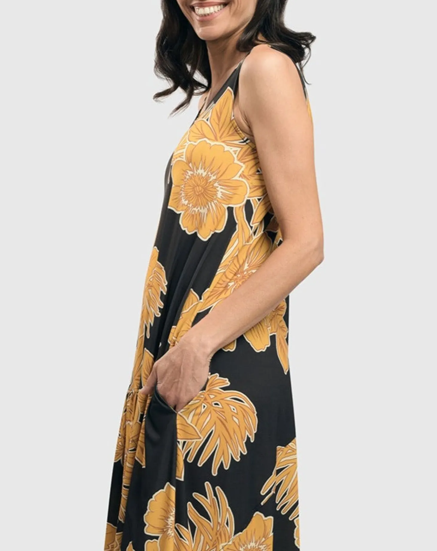 Women Alembika Aloha Sleeveless Maxi Dress, Gold