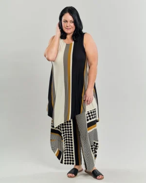 Women Alembika Ani Sleeveless Tunic Top, Stripes