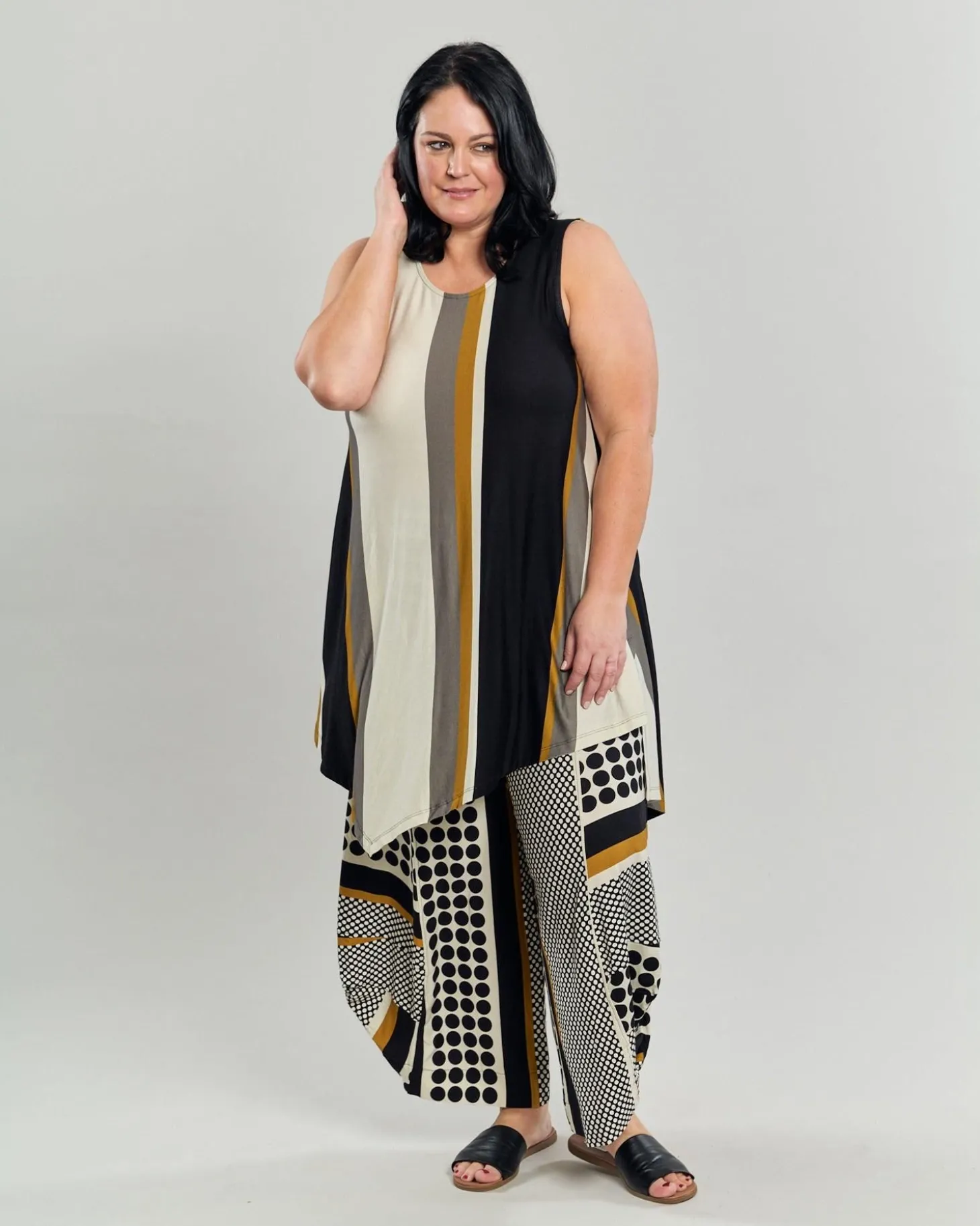 Women Alembika Ani Sleeveless Tunic Top, Stripes