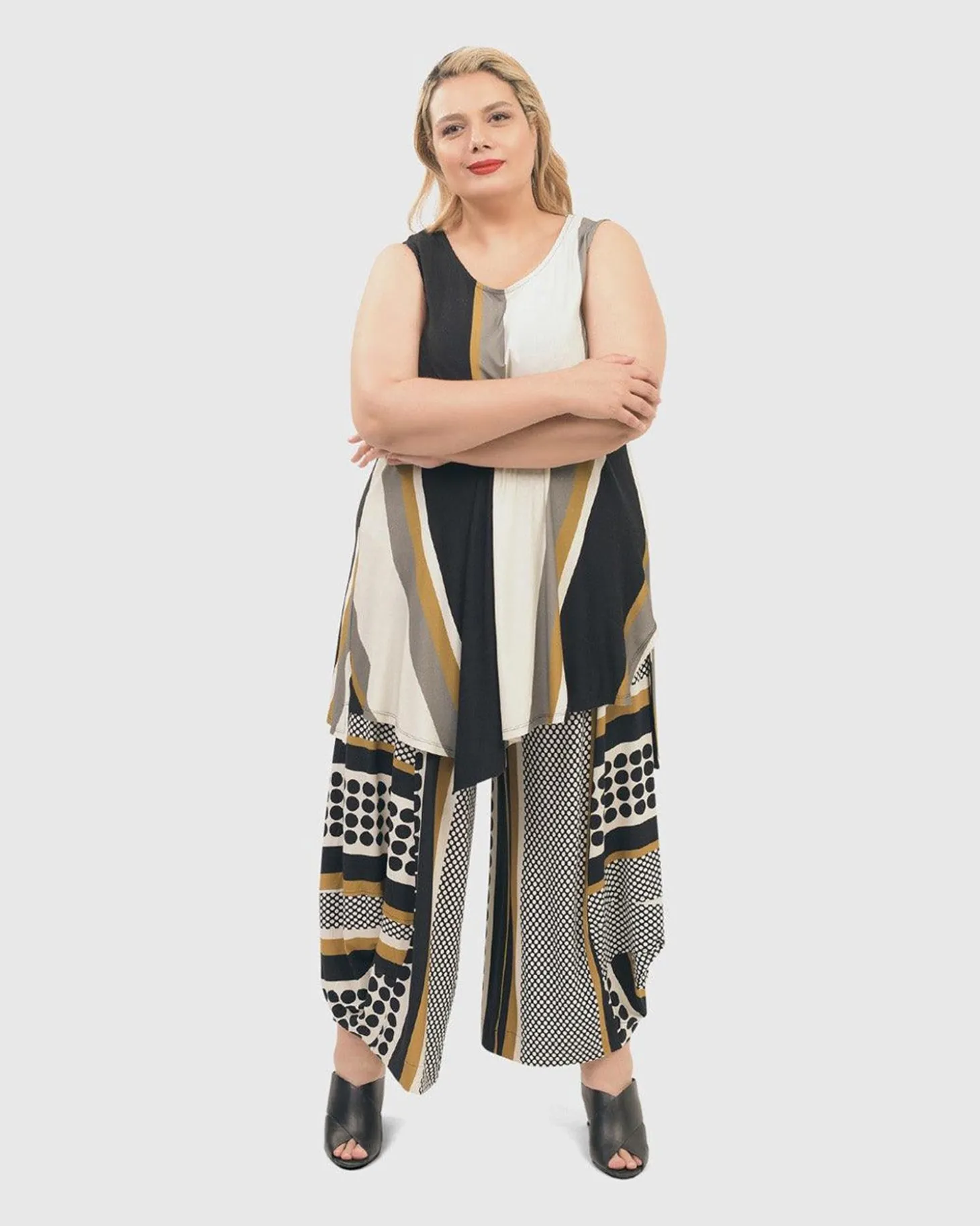 Women Alembika Ani Sleeveless Tunic Top, Stripes