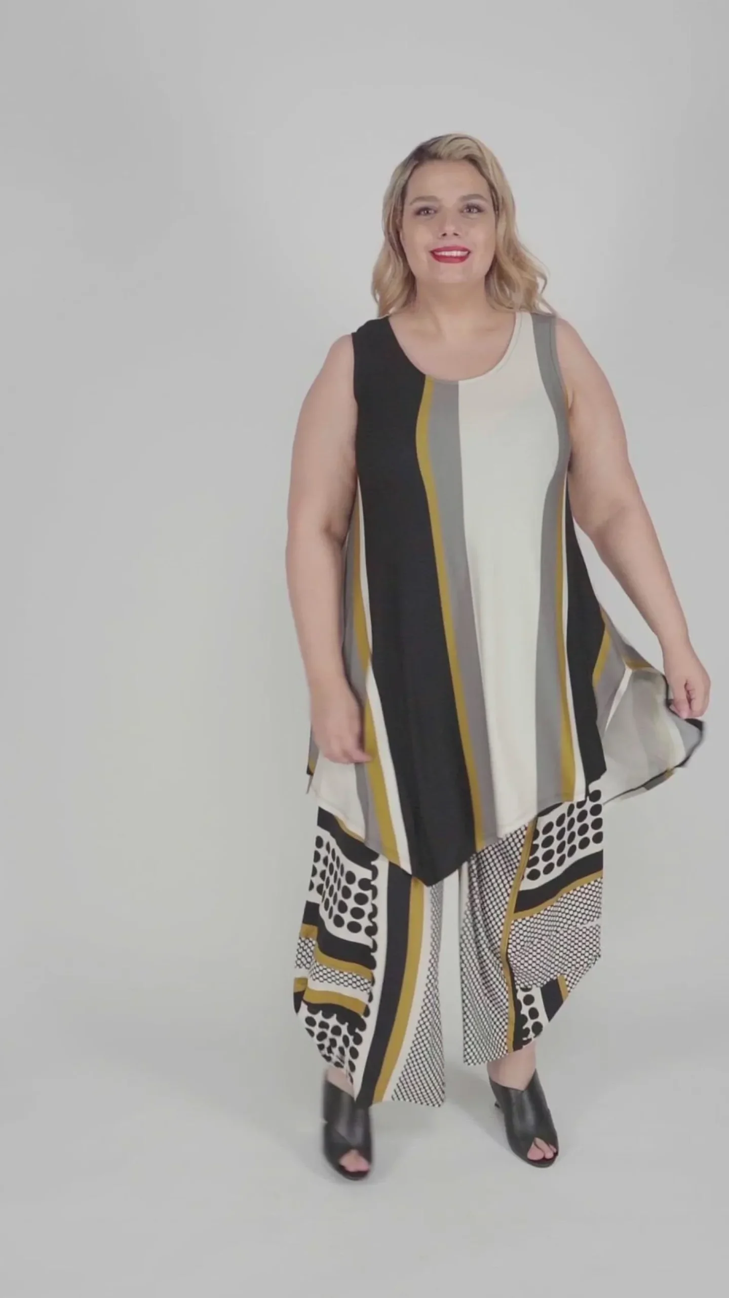 Women Alembika Ani Sleeveless Tunic Top, Stripes