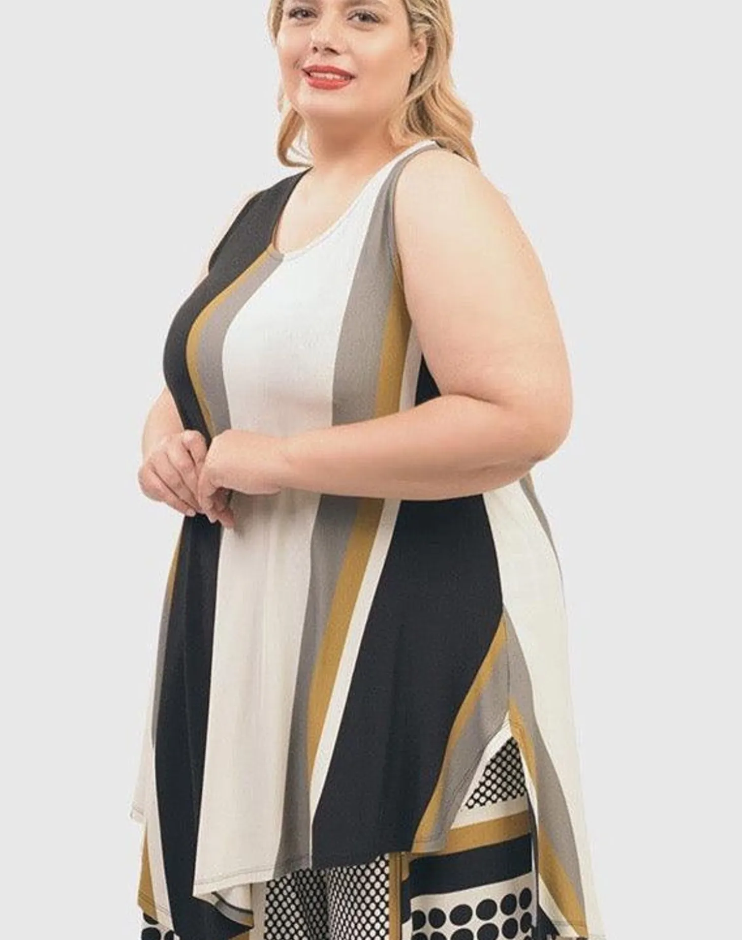 Women Alembika Ani Sleeveless Tunic Top, Stripes