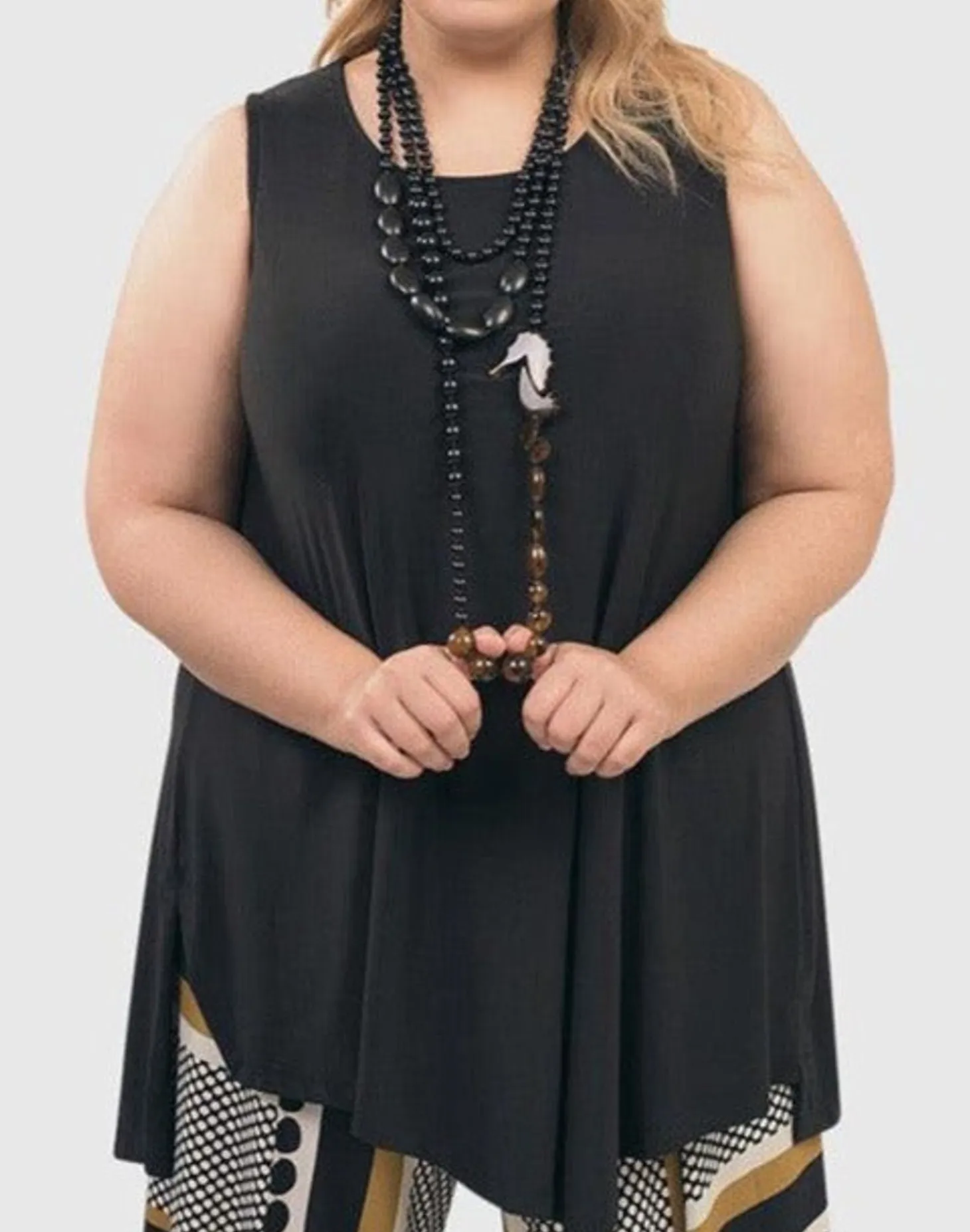 Women Alembika Ani Sleeveless Tunic Top, Black