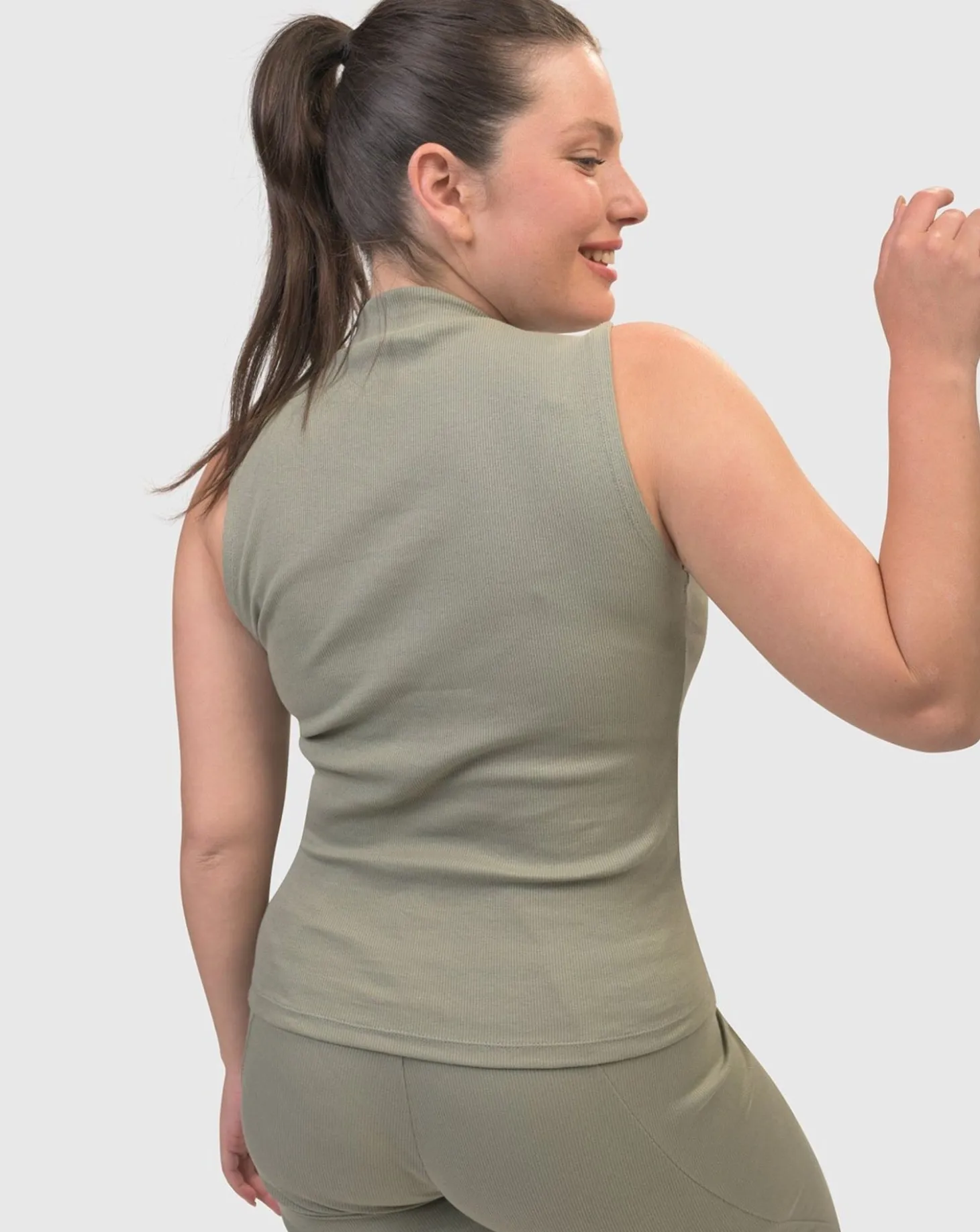 Women Alembika Asana High-Neck Top, Nature