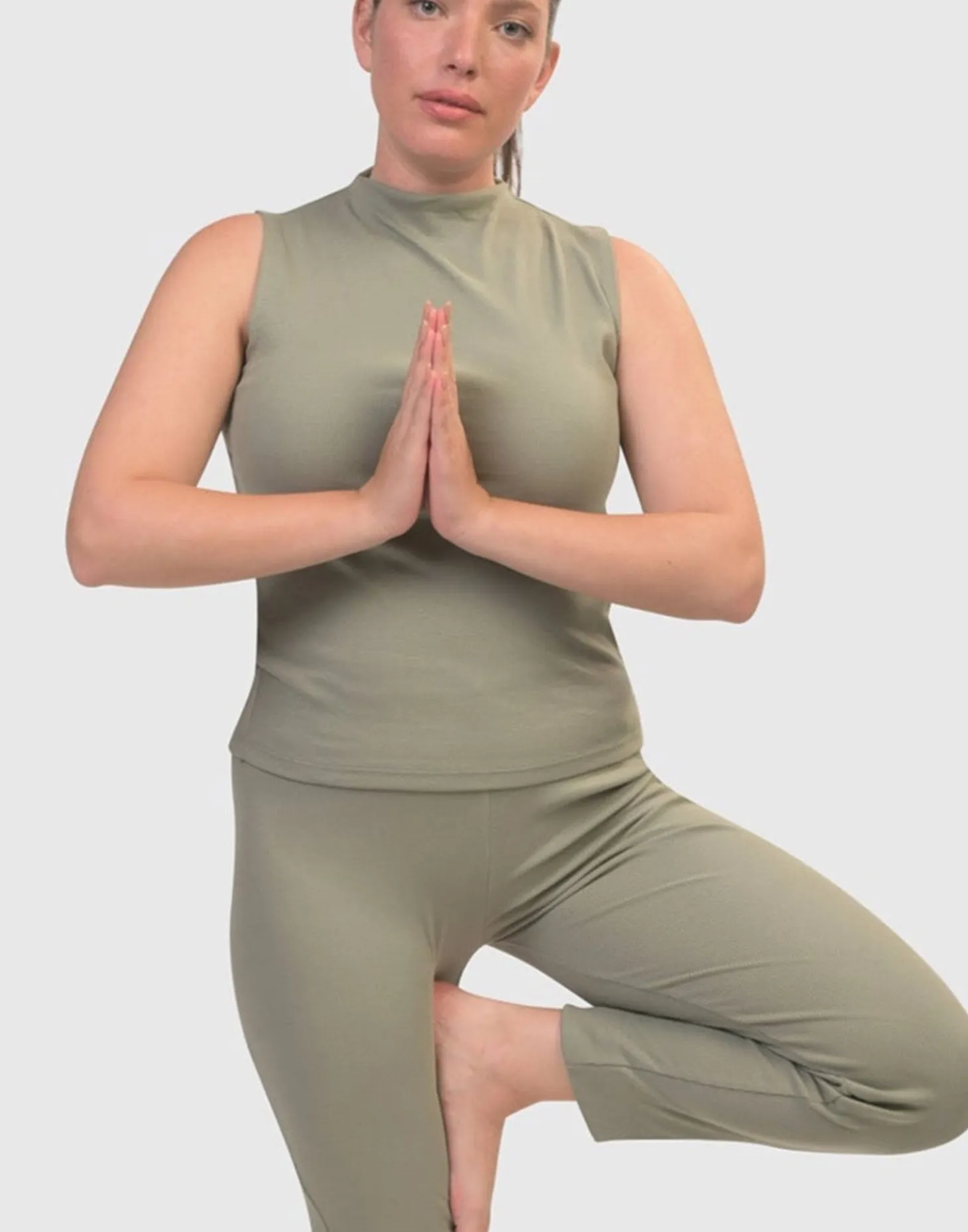 Women Alembika Asana High-Neck Top, Nature