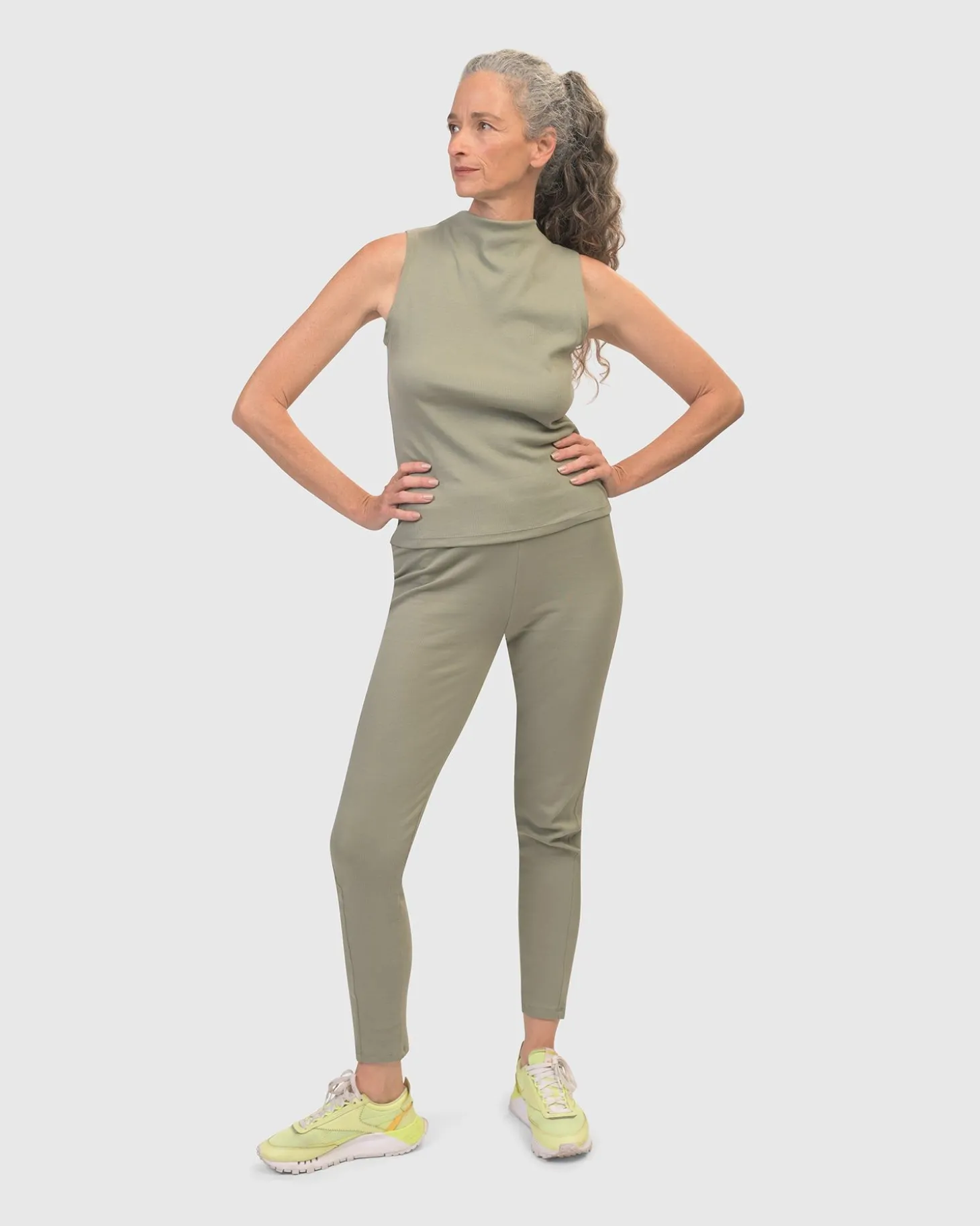 Women Alembika Asana High-Neck Top, Nature