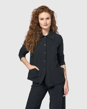 Women Alembika Audrey Shirt Jacket, Pinstripes