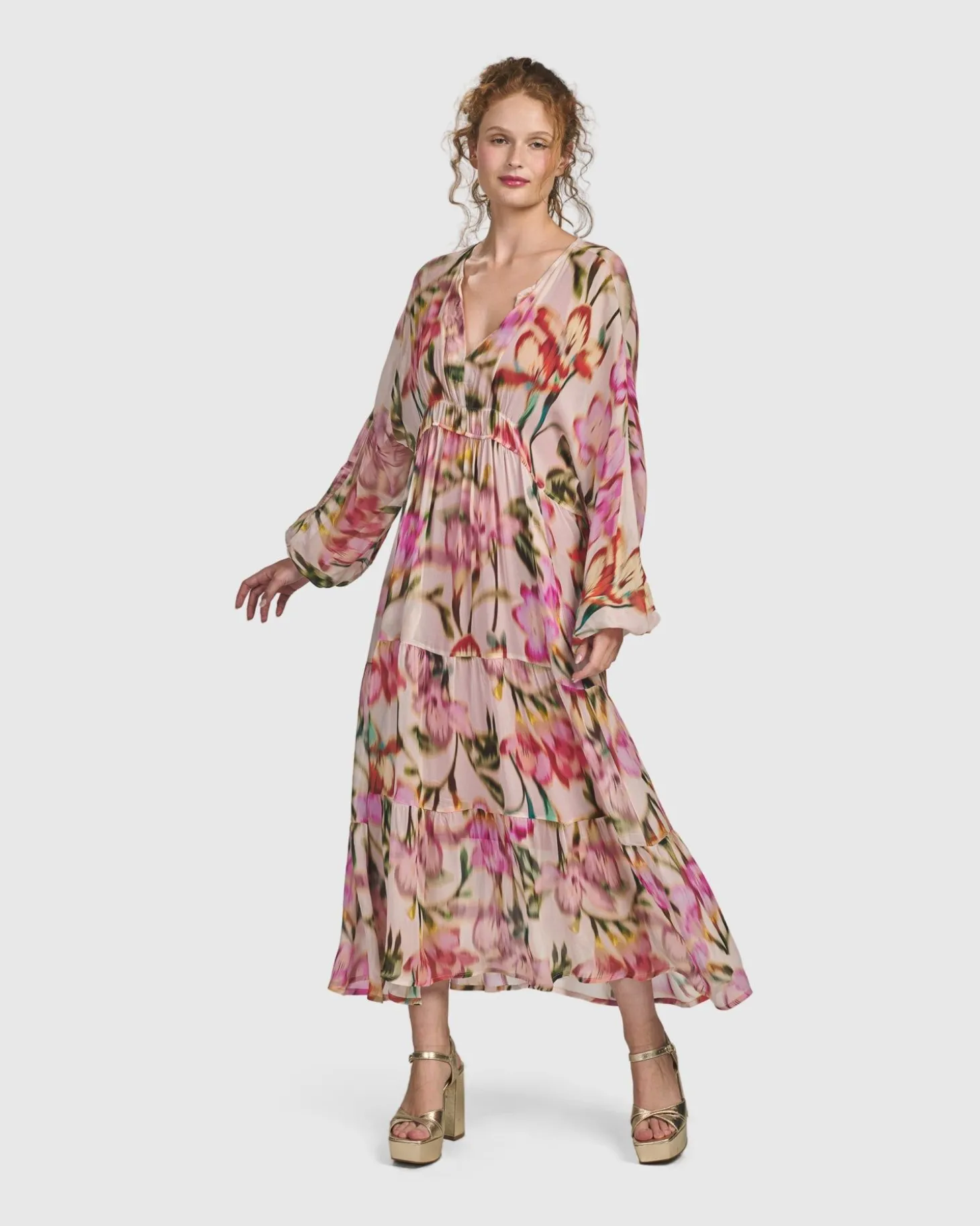 Women Alembika Azalea Chiffon Maxi Dress, Floral