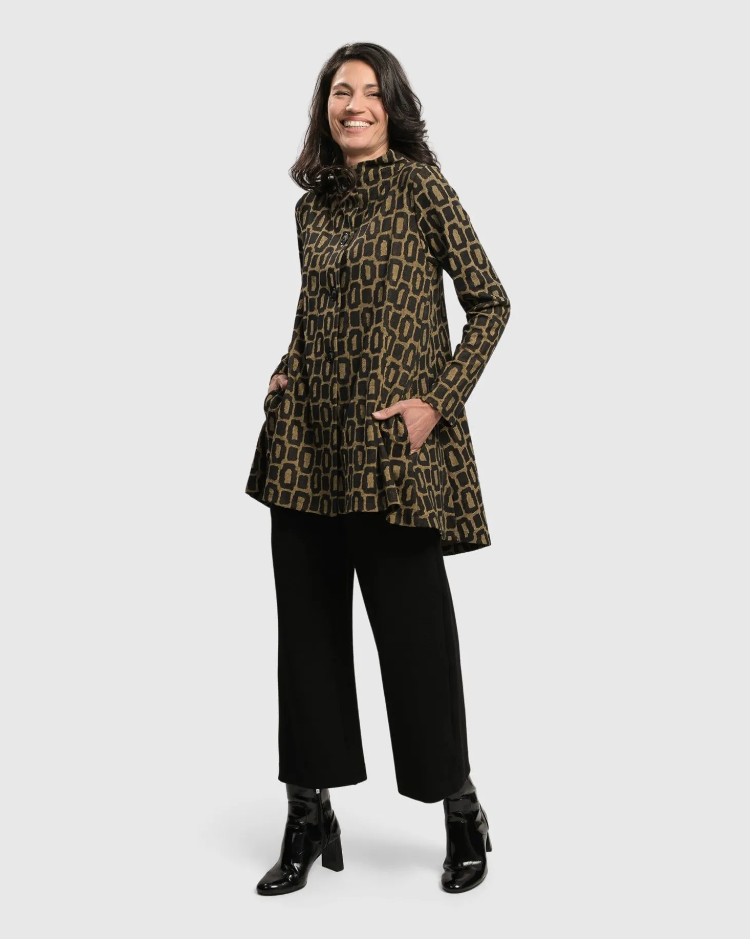 Women Alembika Boutique Swing Jacket, Ochre