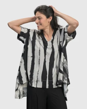 Women Alembika Charisma V Neck Hi-Lo Trapeze Top, Grunge