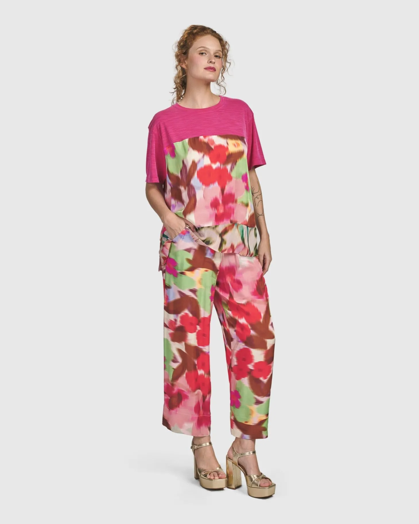 Women Alembika Cherry Blossom Pants, Blush