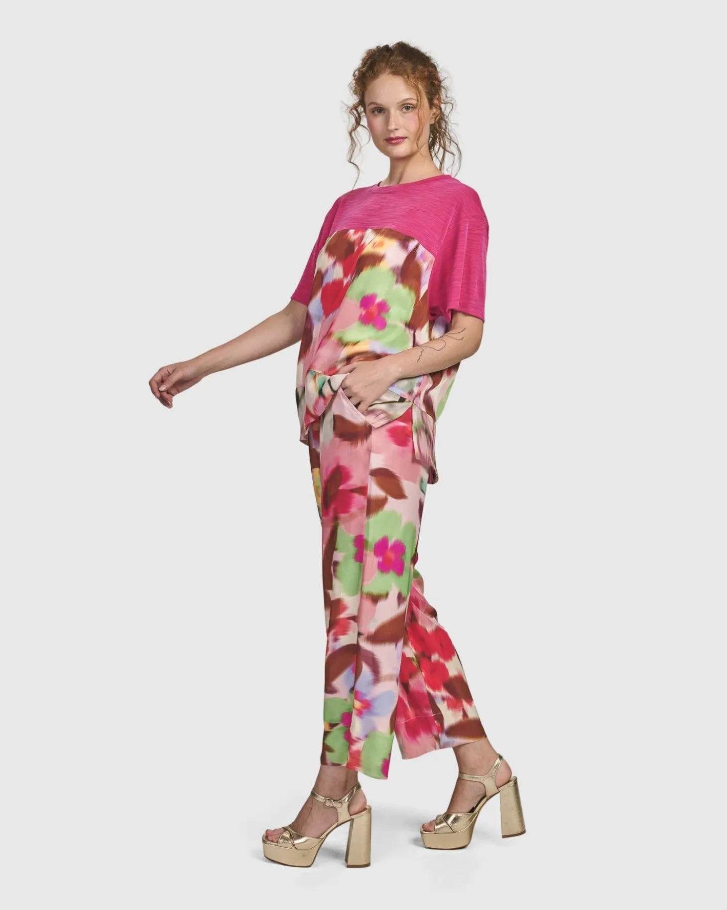 Women Alembika Cherry Blossom Pants, Blush