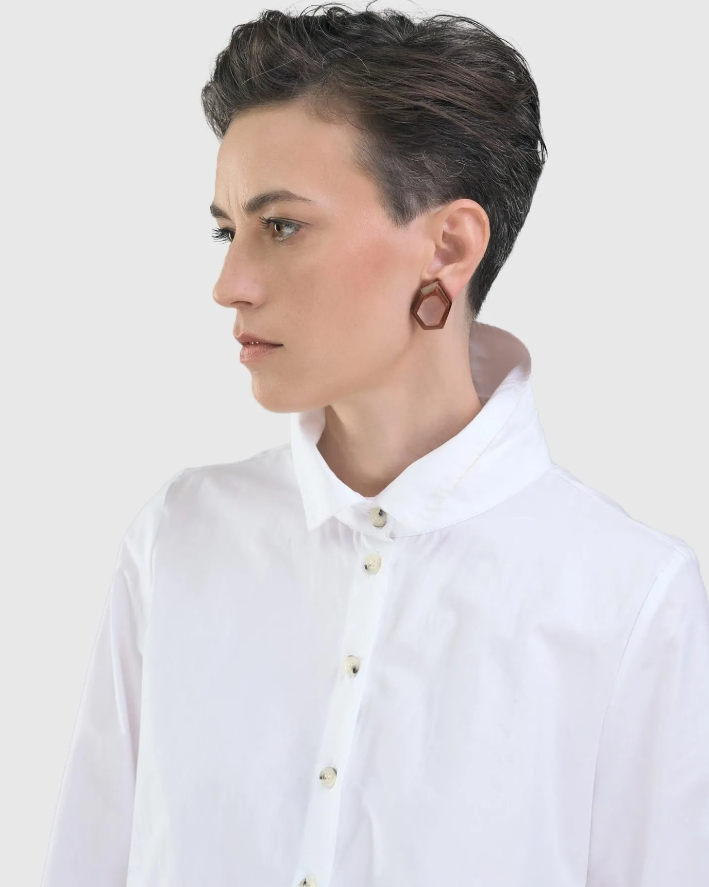 Women Alembika Cinnamon Faceted Clip Earrings, Brown