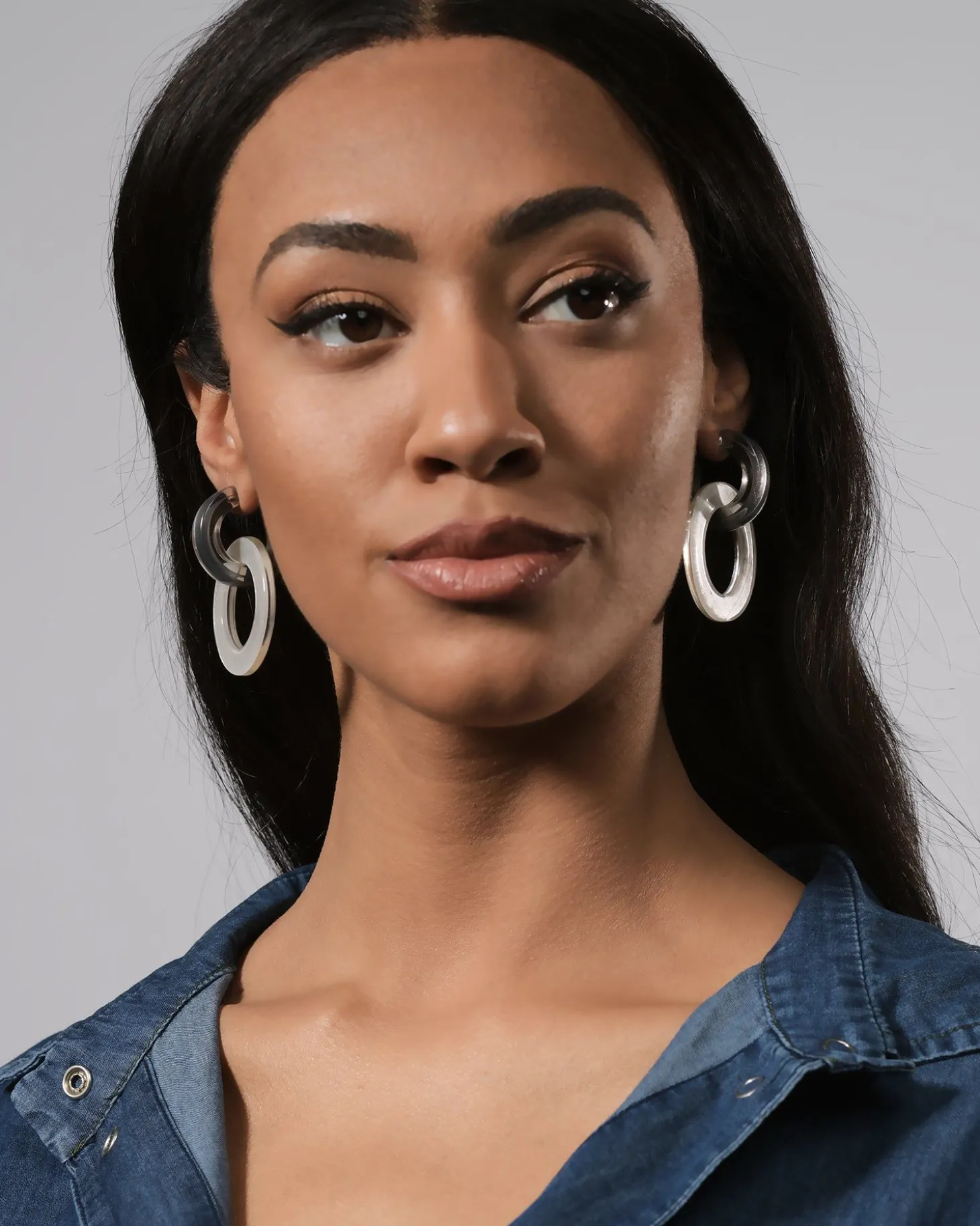 Women Alembika Circle Duet Earrings, Frost