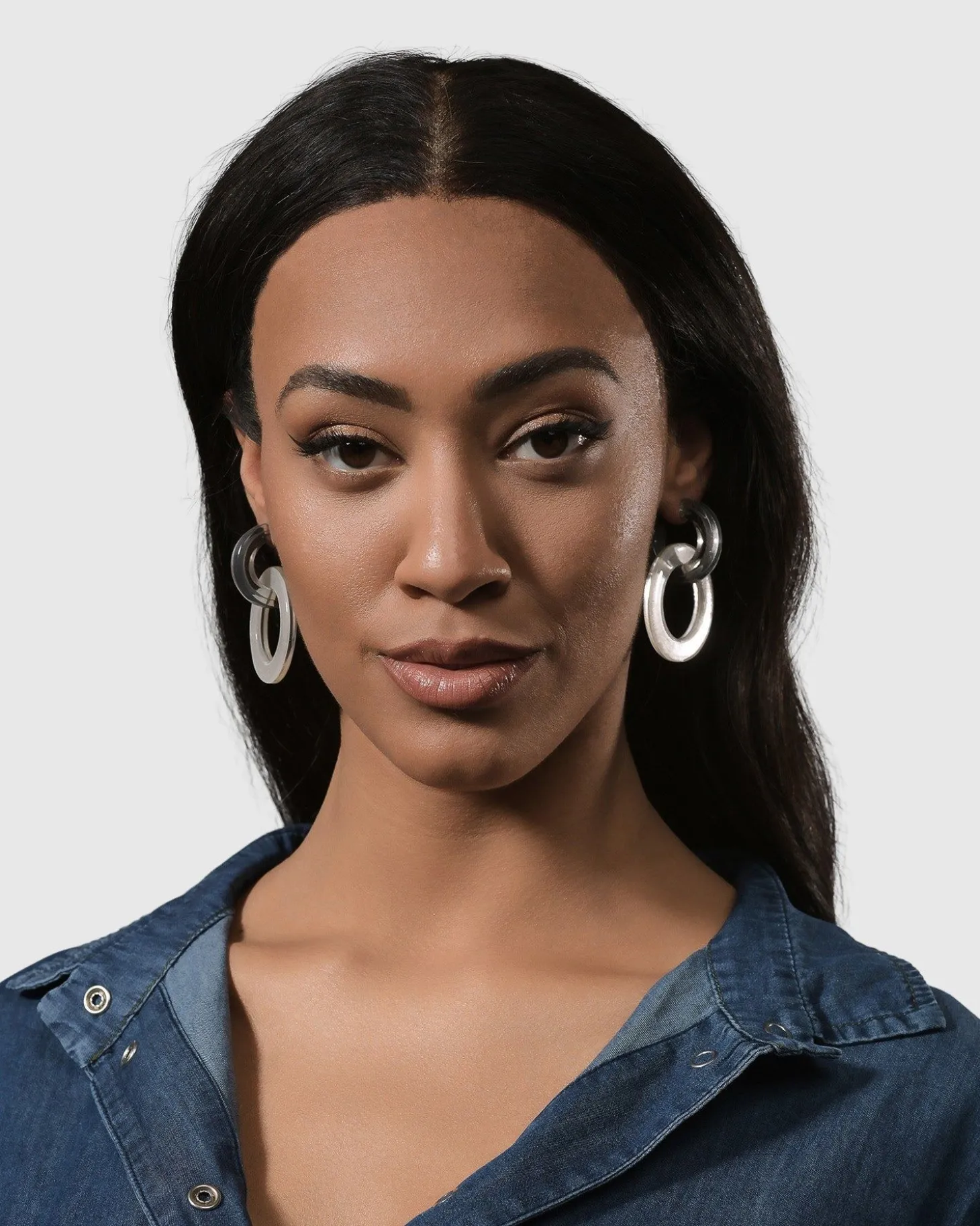 Women Alembika Circle Duet Earrings, Frost