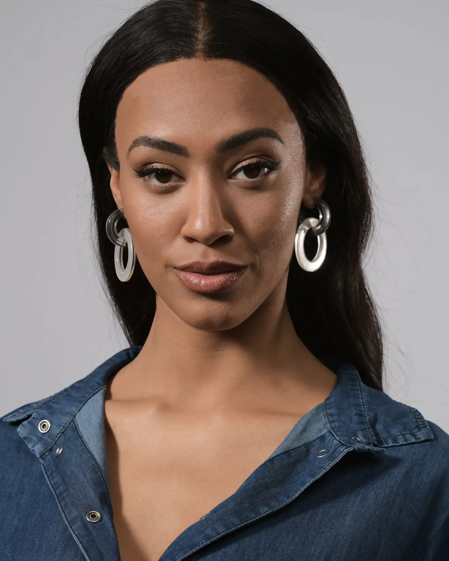 Women Alembika Circle Duet Earrings, Frost
