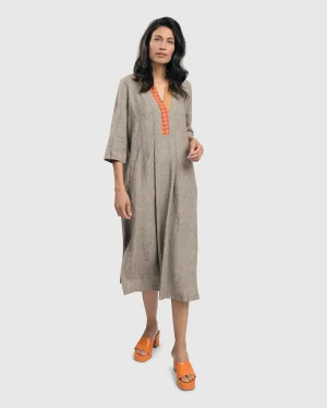 Women Alembika Cool Breeze Linen Maxi Dress, Ecru