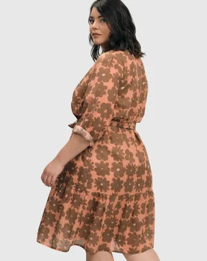 Women Alembika Dahlia Cotton Voile Swing Dress, Peach/Earth