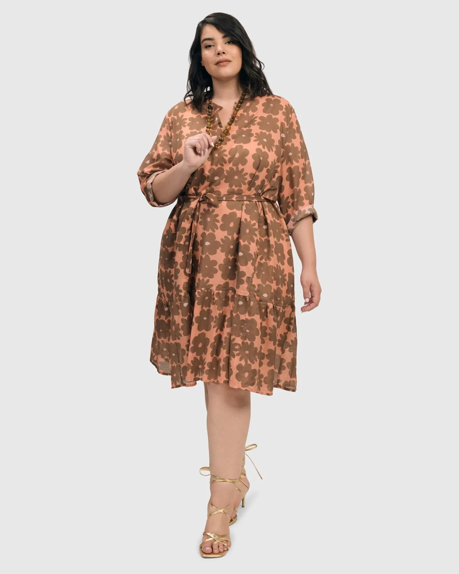 Women Alembika Dahlia Cotton Voile Swing Dress, Peach/Earth