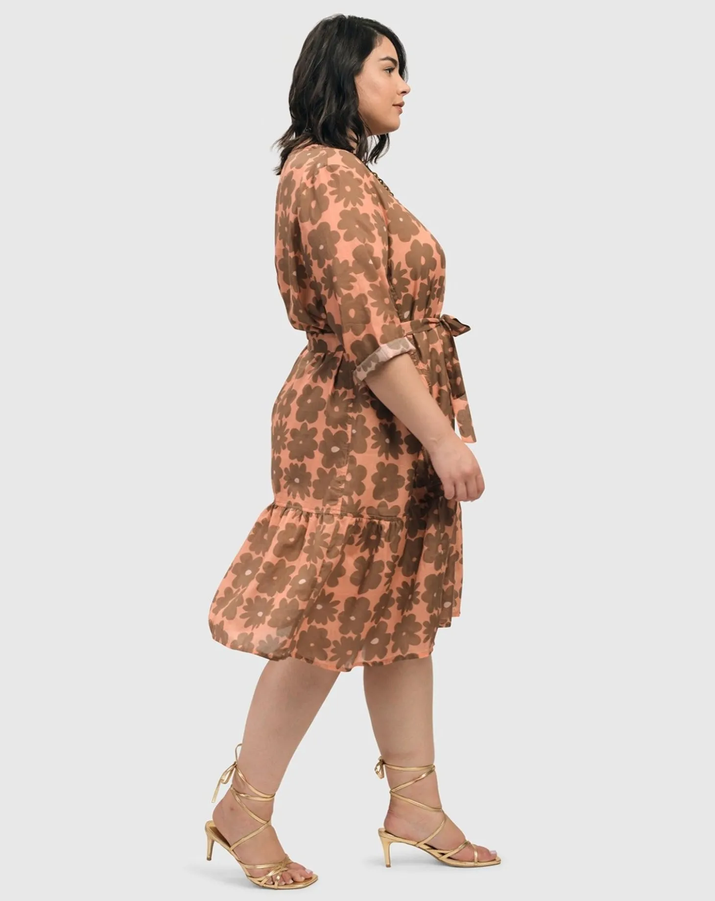Women Alembika Dahlia Cotton Voile Swing Dress, Peach/Earth
