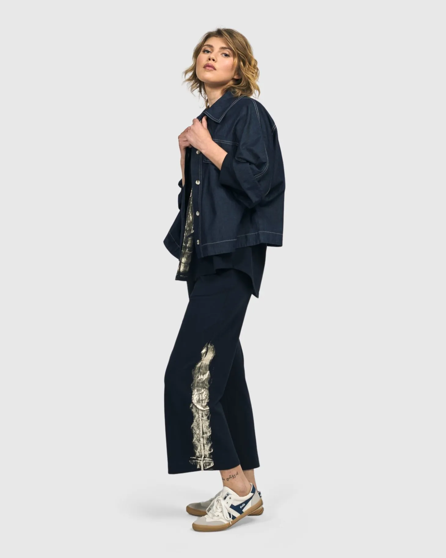 Women Alembika Dallas Cropped Shirt Jacket, Denim