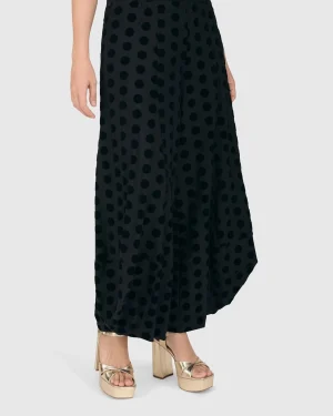 Women Alembika Dot Flocked Punto Pants, Black