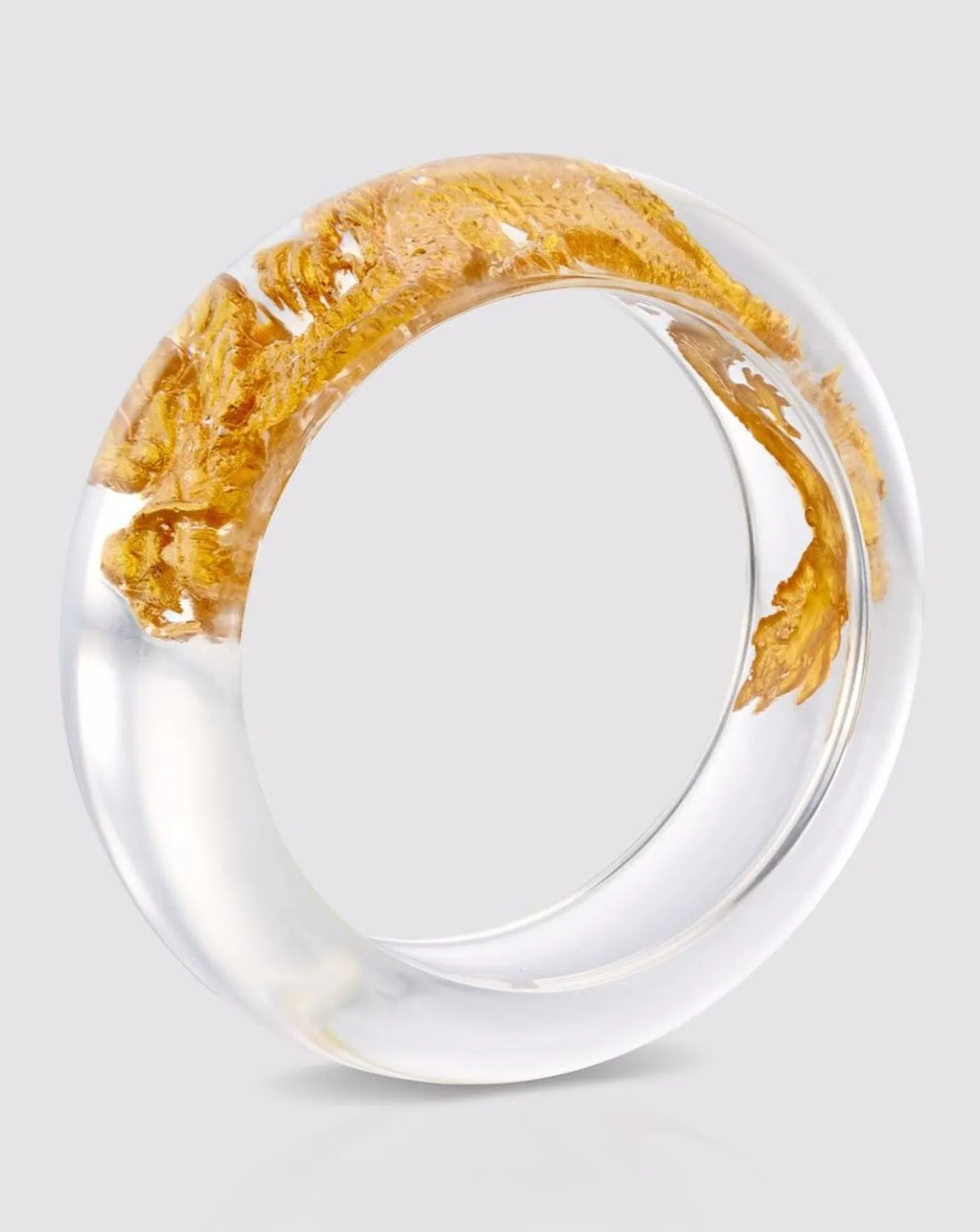 Women Alembika Dragon Inlay Bangle Bracelet, Gold
