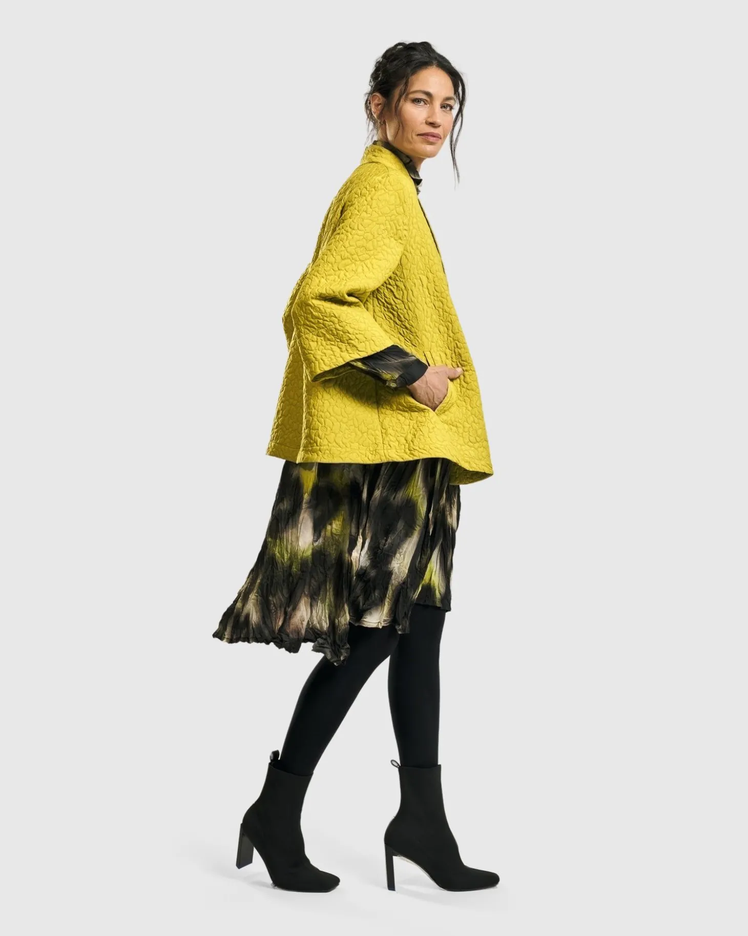 Women Alembika Empress A-Line Jacket, Yellow