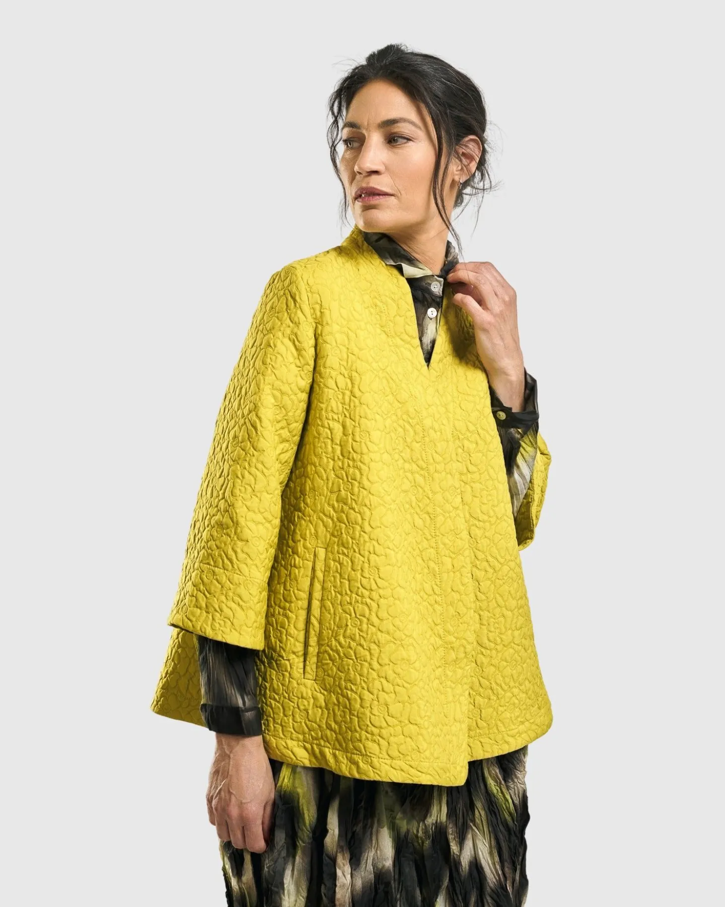 Women Alembika Empress A-Line Jacket, Yellow
