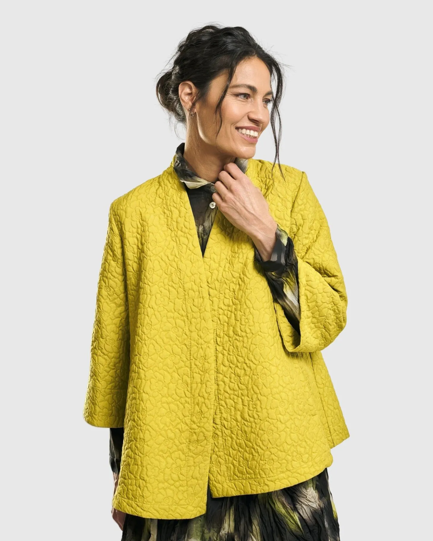 Women Alembika Empress A-Line Jacket, Yellow