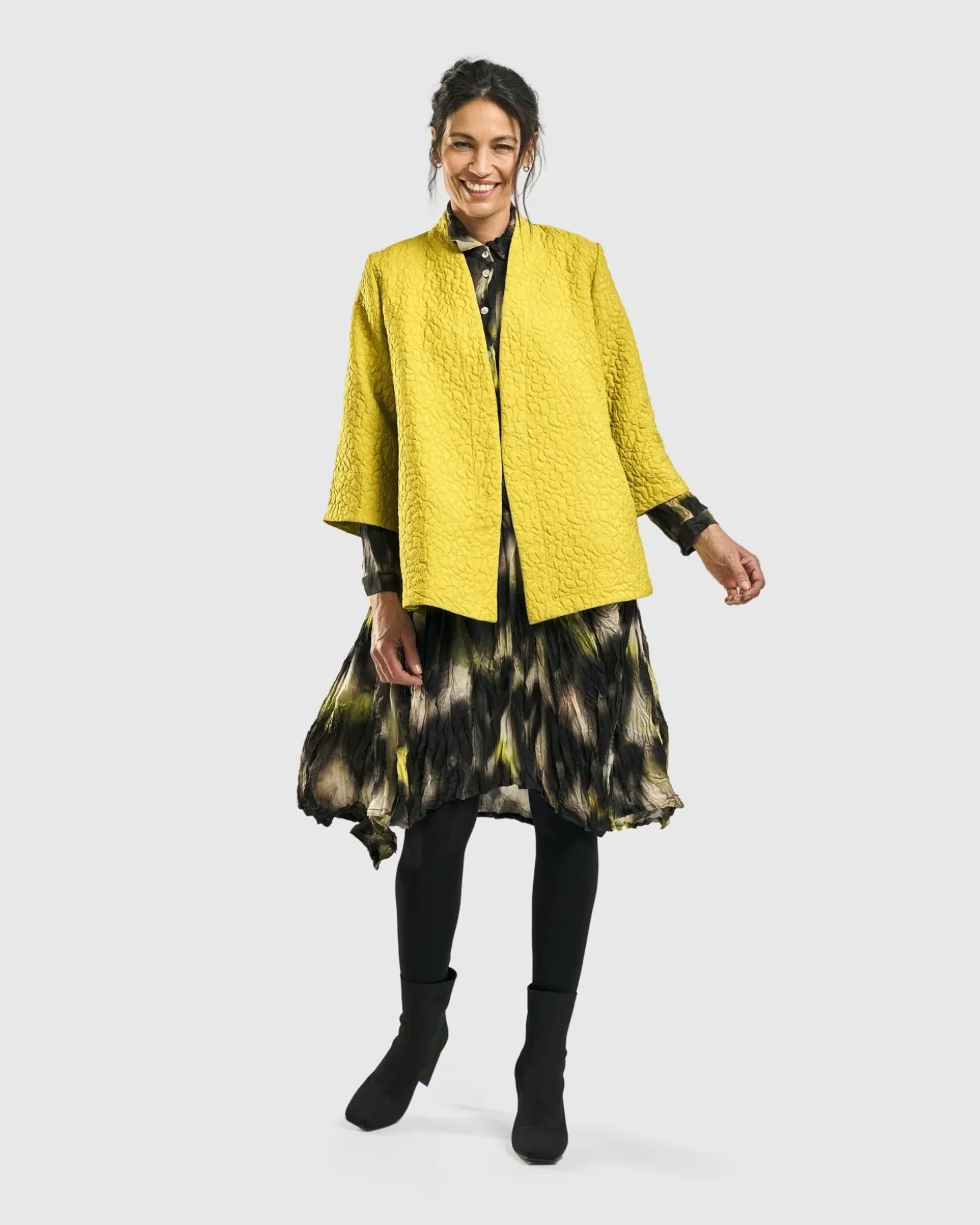 Women Alembika Empress A-Line Jacket, Yellow