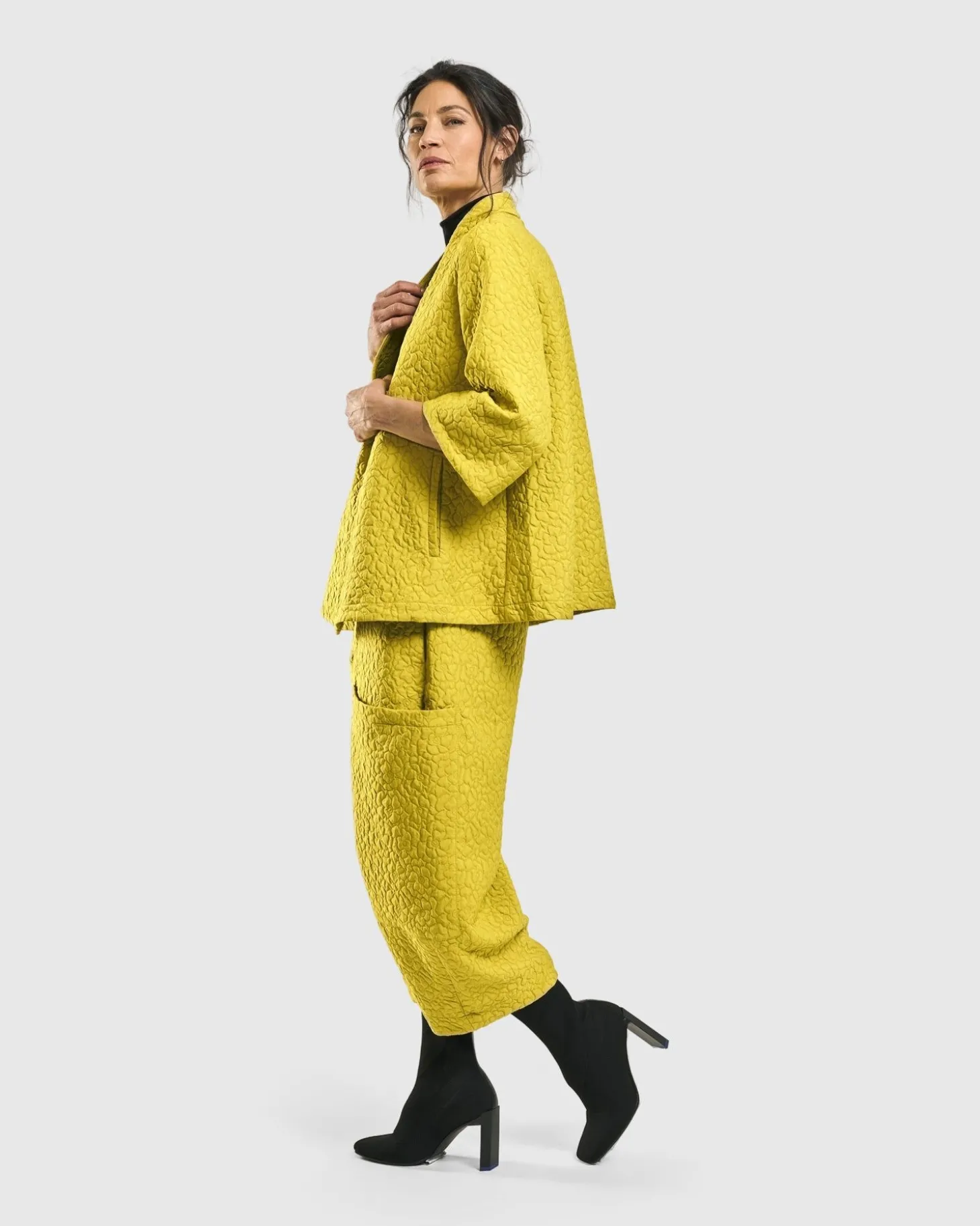 Women Alembika Empress A-Line Jacket, Yellow