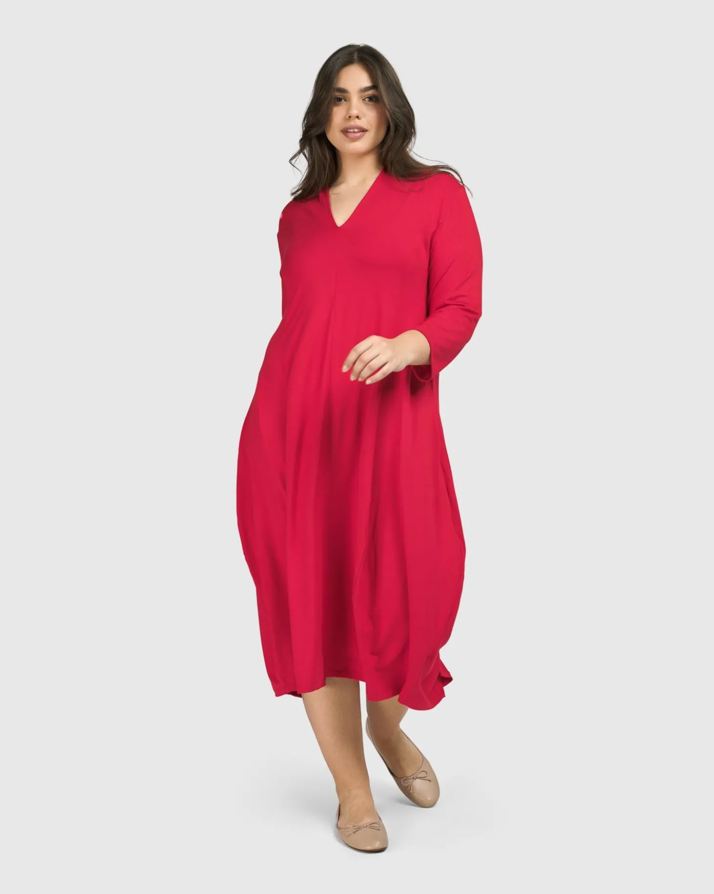 Women Alembika Essential Cocoon Dress, Red Rose
