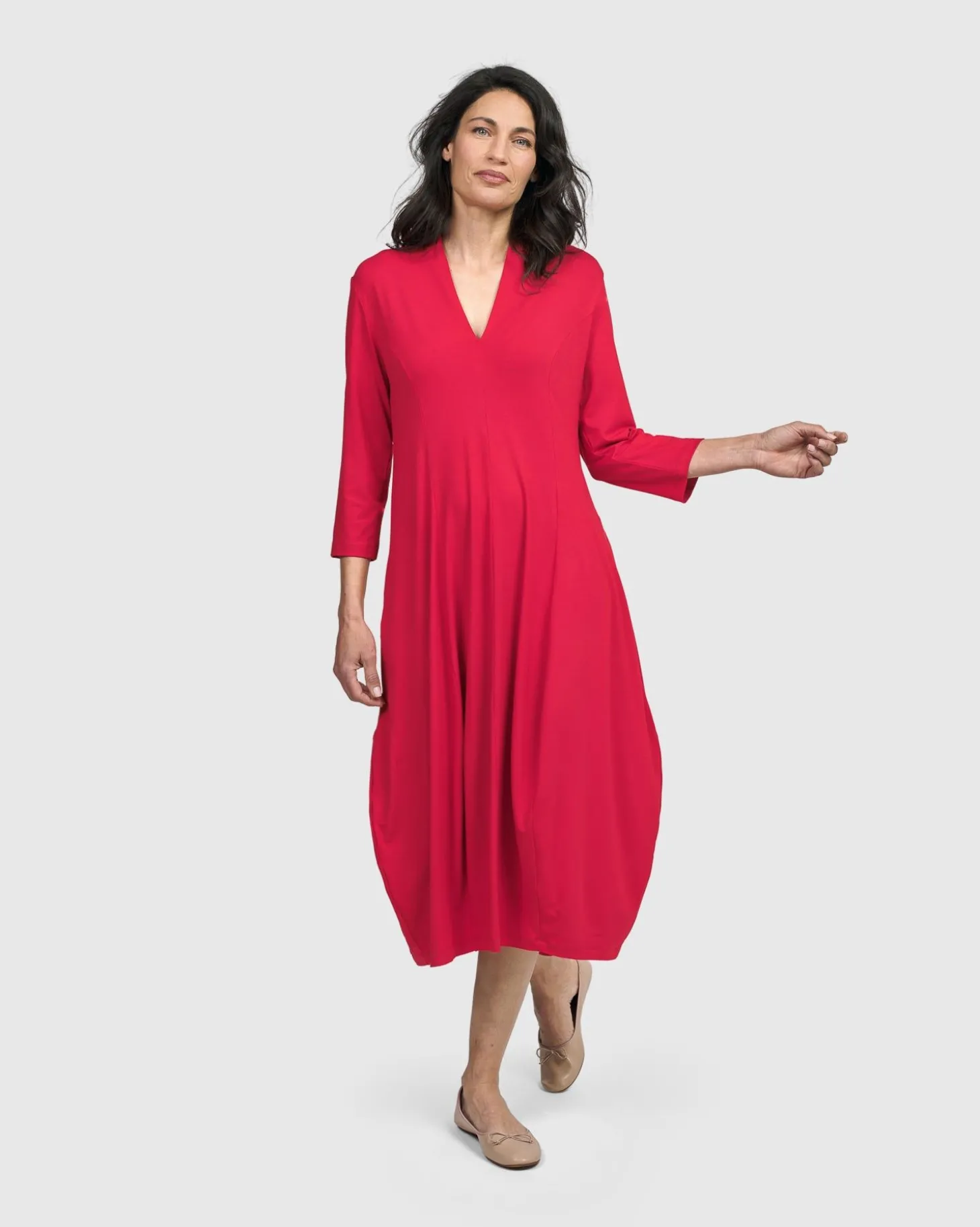 Women Alembika Essential Cocoon Dress, Red Rose