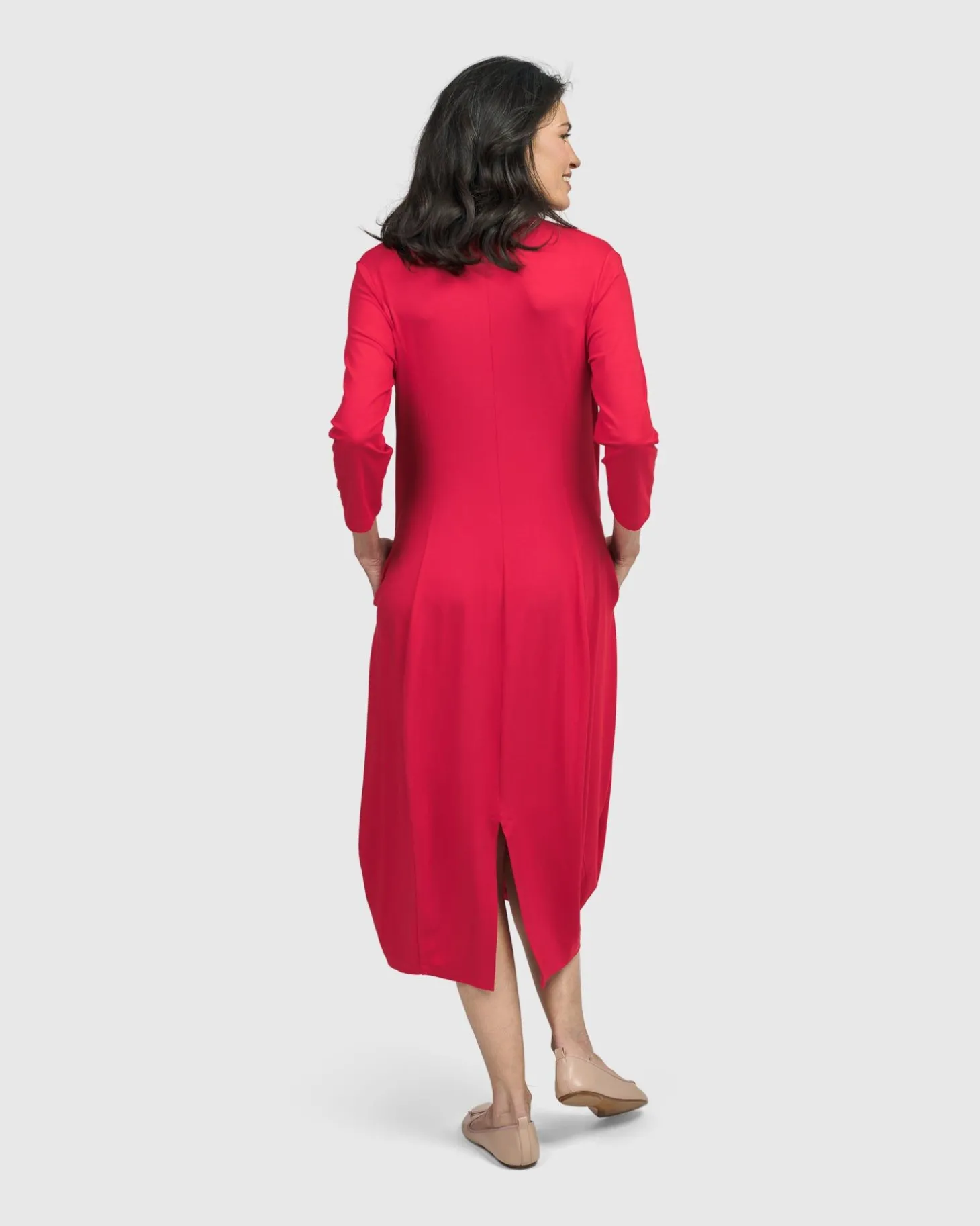 Women Alembika Essential Cocoon Dress, Red Rose