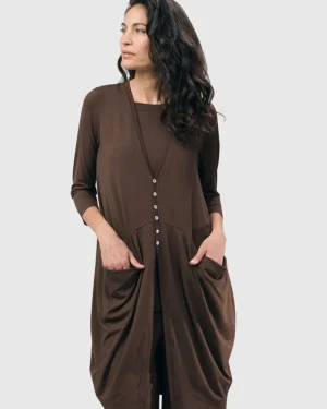 Women Alembika Essential Draped Cocoon Jacket, Coffee