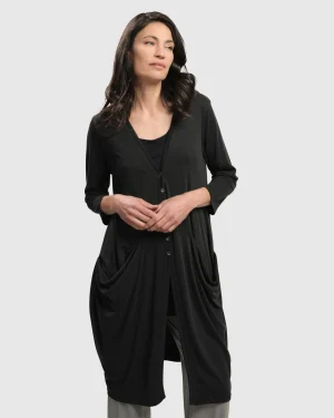 Women Alembika Essential Draped Cocoon Jacket, Charcoal