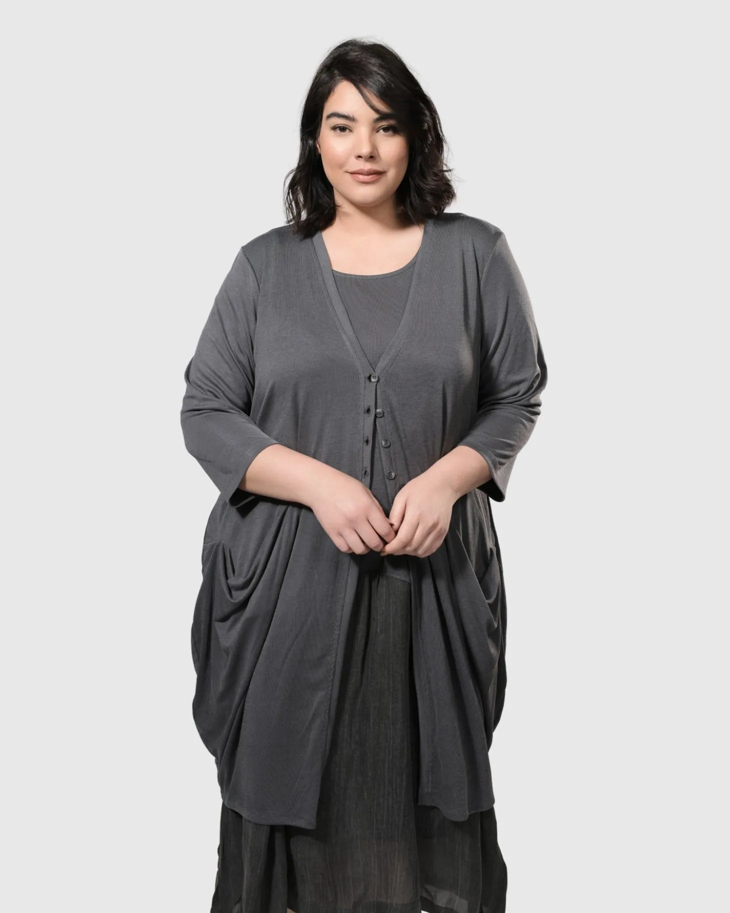 Women Alembika Essential Draped Cocoon Jacket, Grey
