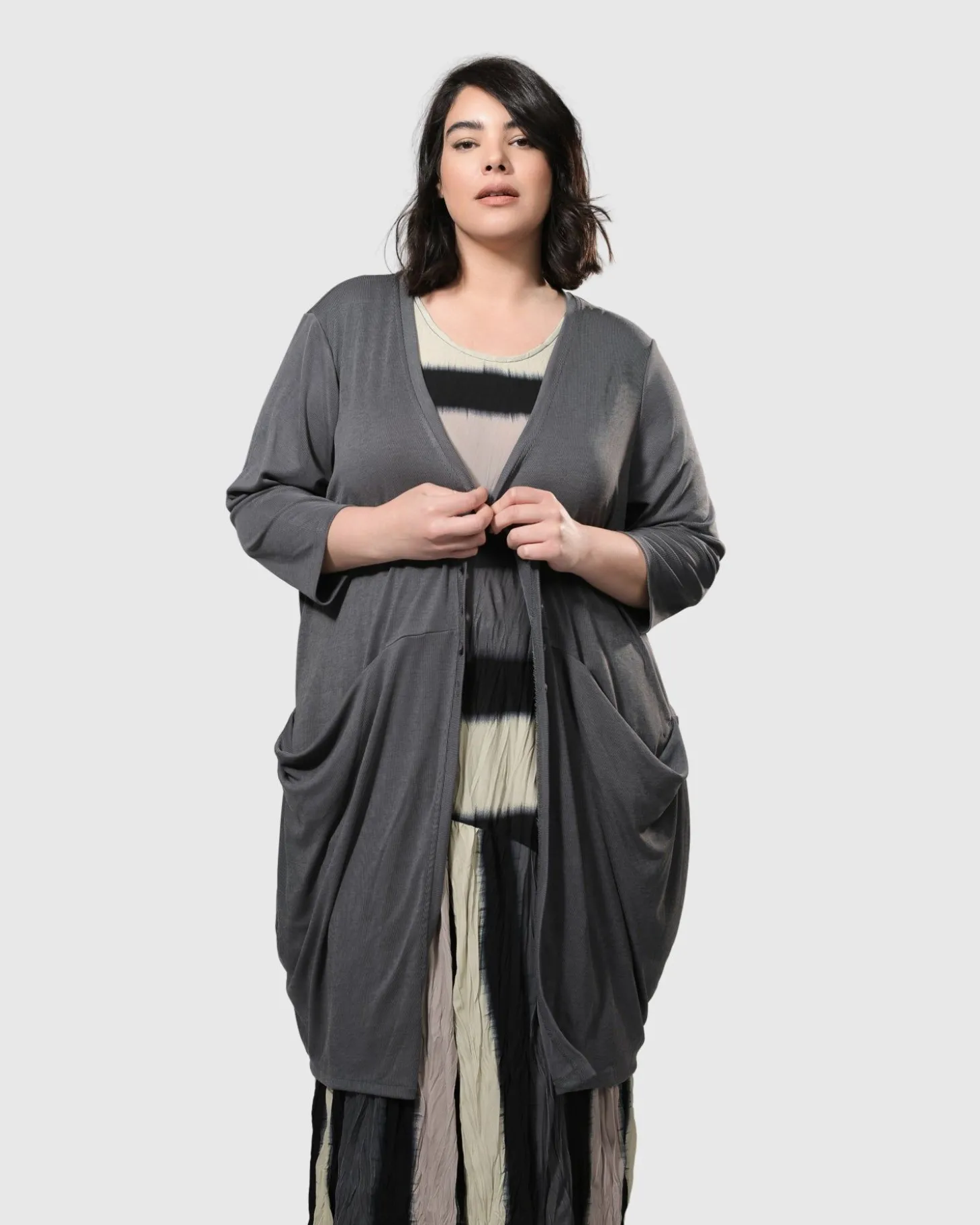 Women Alembika Essential Draped Cocoon Jacket, Grey