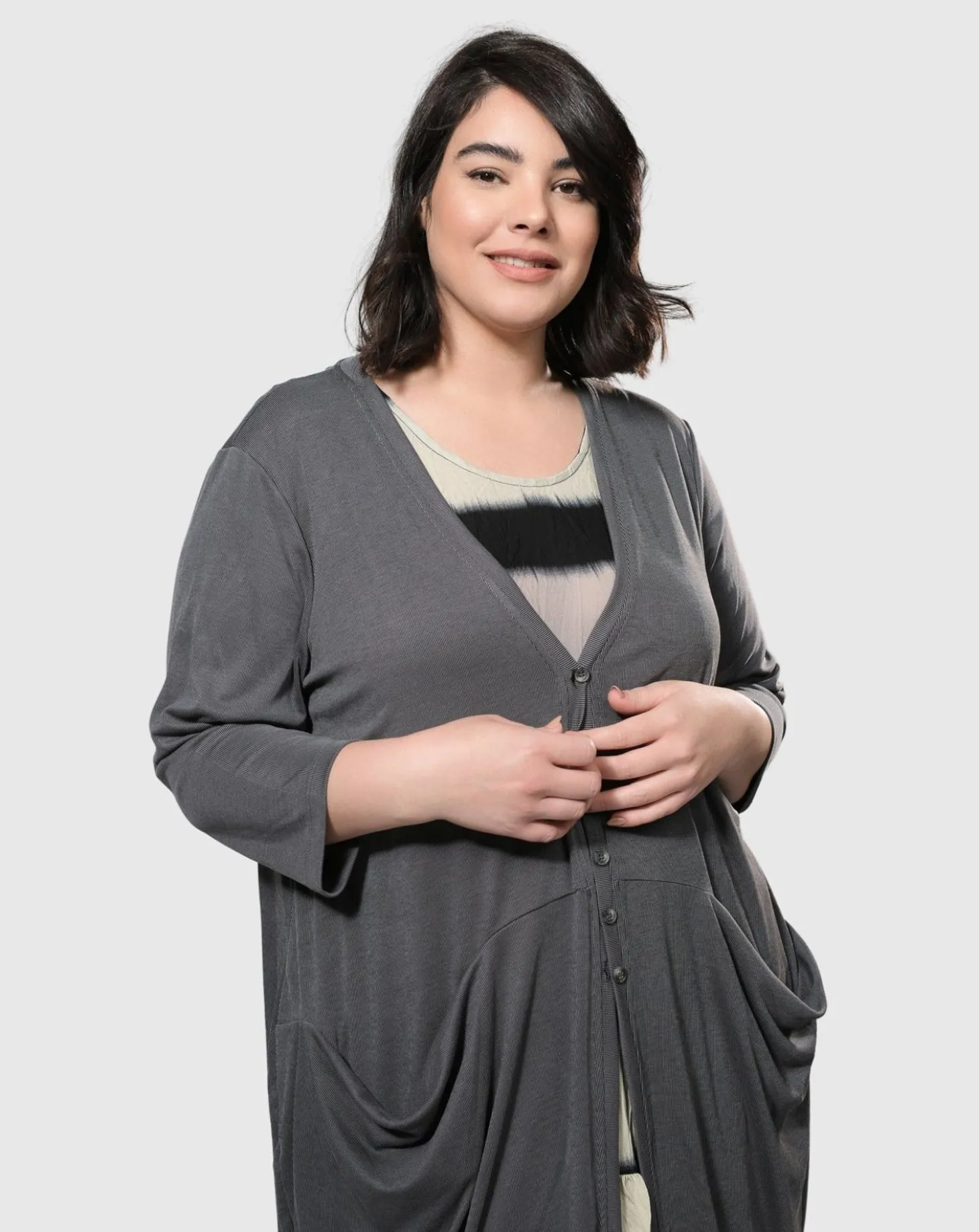 Women Alembika Essential Draped Cocoon Jacket, Grey