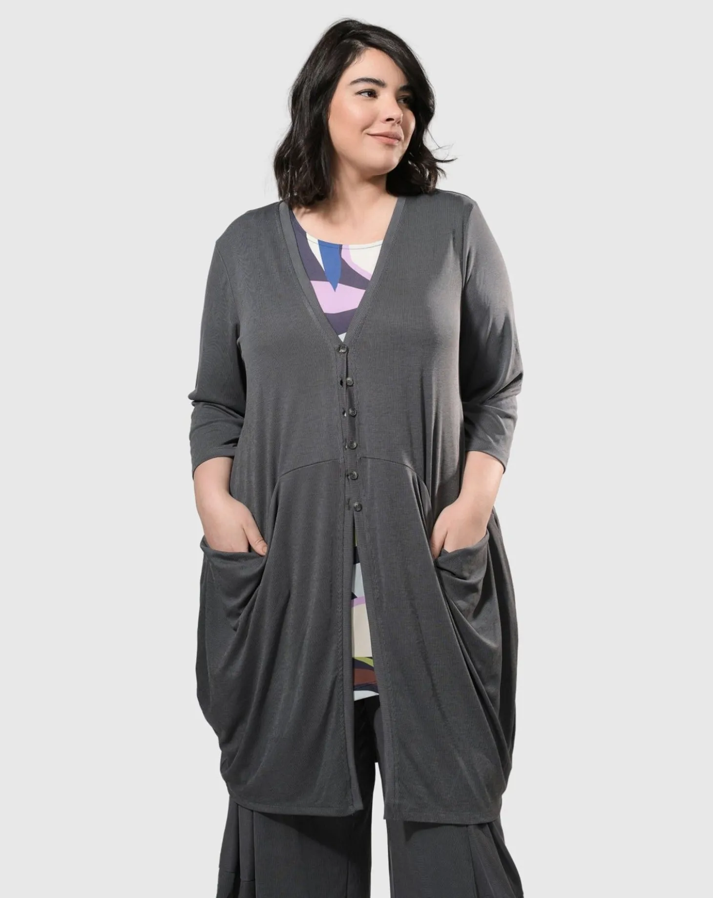 Women Alembika Essential Draped Cocoon Jacket, Grey