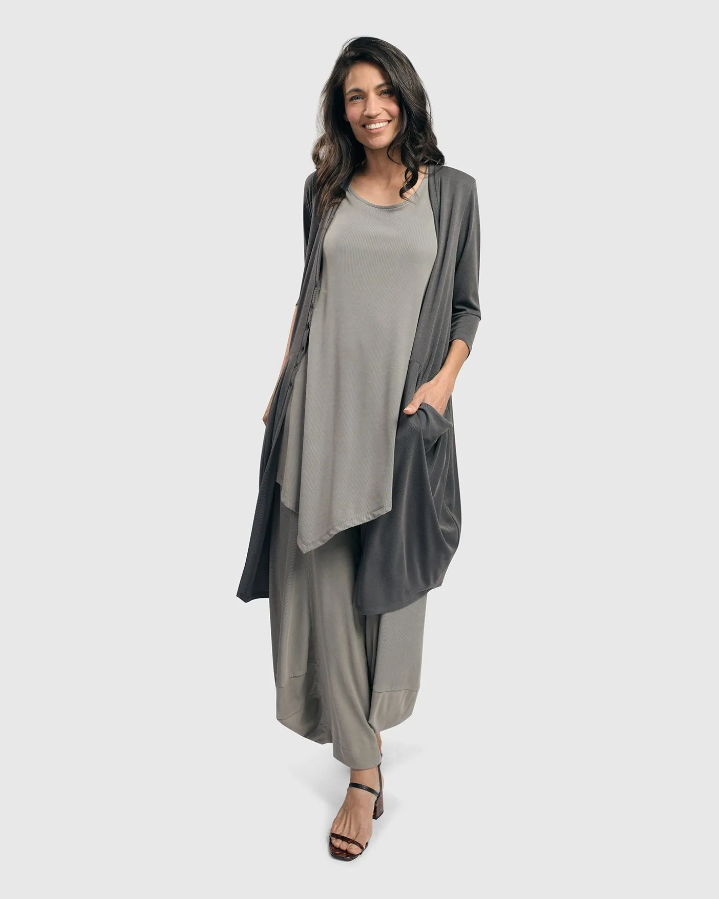 Women Alembika Essential Draped Cocoon Jacket, Grey